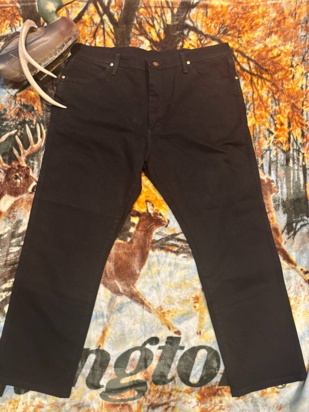 Wrangler Black Denim Jeans 38x30 Western Cowboy Cut Workwear Ranch Stretch